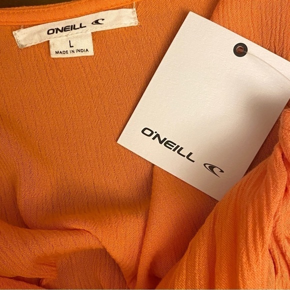O’Neill NWT Dallas Dress Peach Orange Smocked Beachy Sleeveless Size Large - Picture 7 of 10